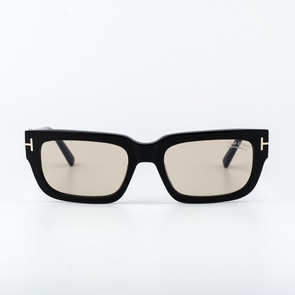 Tom Ford EZRA Women Sunglasses Black Brown Photochromic Rectangle FT1075 01E main image 9